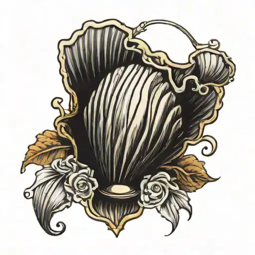 Scallop shell and bell tattoo design idea