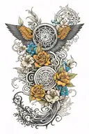 Divergent back tattoo featuring faction symbols and flowers  tattoo design idea