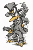 gangster Daffy Duck with tommy gun  tattoo design idea