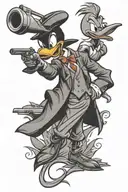 gangster Daffy Duck with tommy gun  tattoo design idea