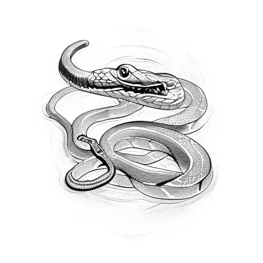 snake wrapped around sword tattoo design idea
