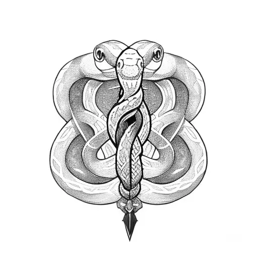snake wrapped around sword tattoo design idea