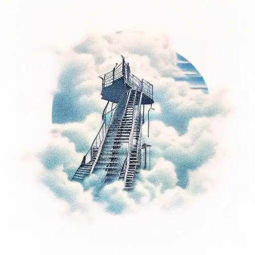 Stairway to heaven leading into clouds  tattoo design idea