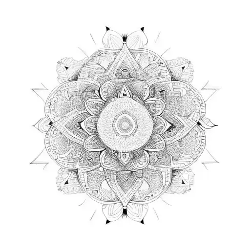 mandala, feather, geometric fill, forearm  tattoo design idea