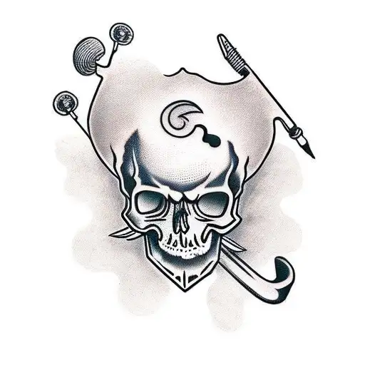 skull, guitar, singer tattoo design idea