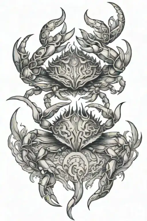 crab and norse mythology tattoo design idea
