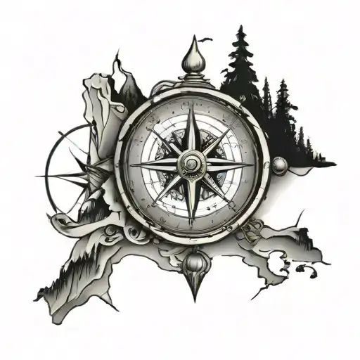 India Map With Compass Rose