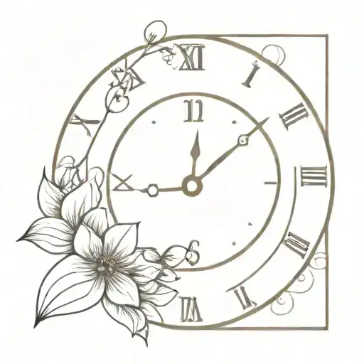 flower and clock I want something feminine and delicate and on the clock 11:30 tattoo design idea