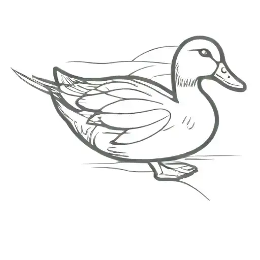 grunge duck sitting alone tattoo design idea