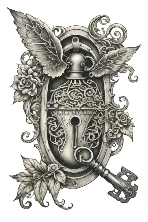 fairy vines harry potter lock and key  tattoo design idea