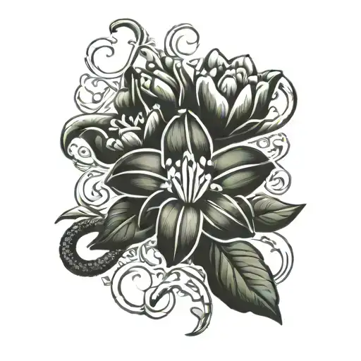 hyacinth flower tattoo design but it’s arranged into a silhouette of a snake tattoo design idea