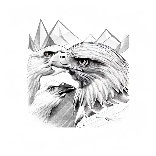 Eagle baby between chickens tattoo design idea