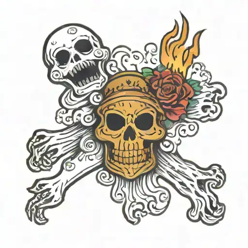 My beloved ghost and me, bonfire tattoo design idea