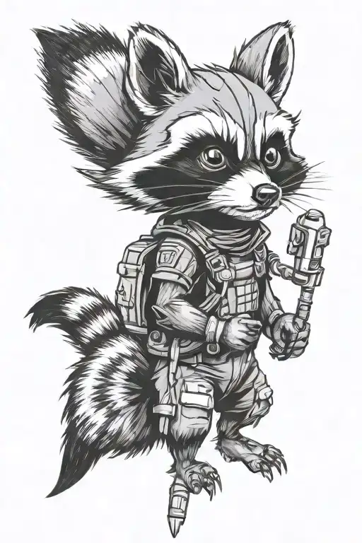rocket racoon tattoo design idea