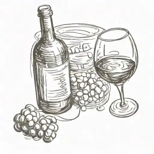 wine bottle and wine glass tattoo design idea