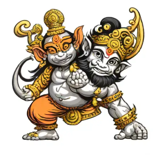 Mix up lord Hanuman gada and Lord Shiva Thrisul & generate a small cute tatto tattoo design idea