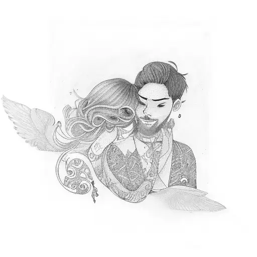 couples ring tattoo design idea