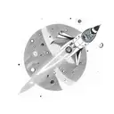 Space with rocket and planets tattoo design idea