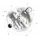 Space with rocket and planets tattoo design idea