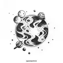 Space with planets tattoo design idea