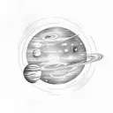 Space with planets tattoo design idea