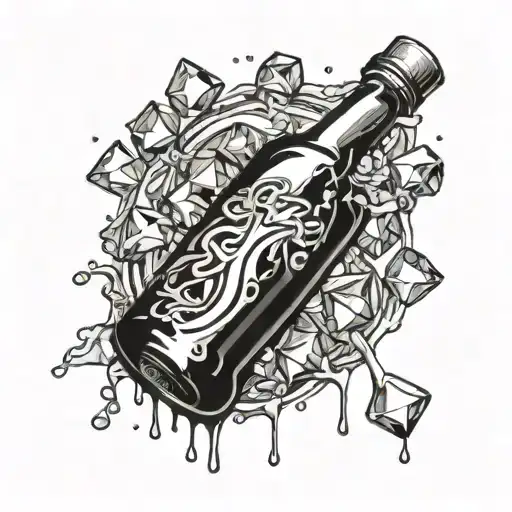 A minimalist design of a Garrafon bottle surrounded by melting ice cubes tattoo design idea
