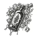 A minimalist design of a Garrafon bottle surrounded by melting ice cubes tattoo design idea