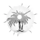 palm tree with sun tattoo design idea