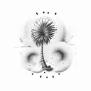 palm tree with sun tattoo design idea