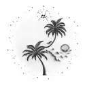 palm tree with sun tattoo design idea