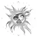 palm tree with sun tattoo design idea