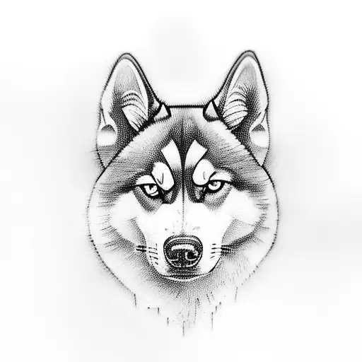 female husky named moon tattoo design idea