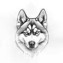 female husky named moon tattoo design idea