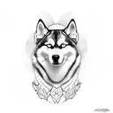female husky named moon tattoo design idea