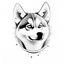 female husky named moon tattoo design idea