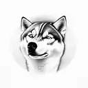 female husky named moon tattoo design idea