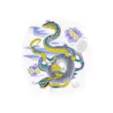 snake with flowers representing gemini and sagittarius  tattoo design idea