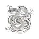 snake with flowers representing gemini and sagittarius  tattoo design idea