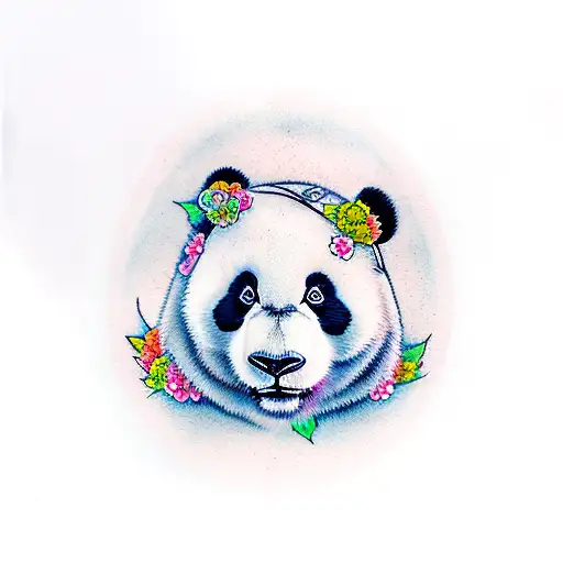 panda resembling human gerber baby tattoo design idea
