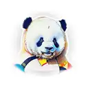 chubby cheek caucasion baby boy face embedded onto panda tattoo design idea