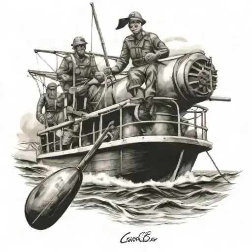 Life guard, sea, catamaran, circus, military infantry tattoo design idea