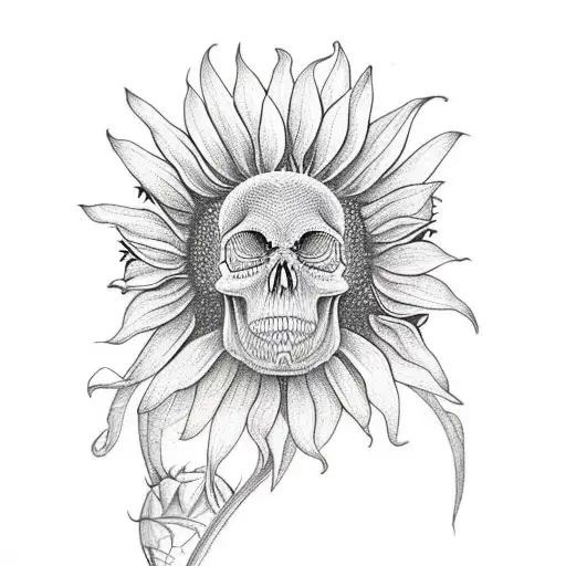 sunflower , skull, monarch butterfly  tattoo design idea