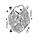 A Jack of Hearts playing card surrounded by intricate floral patterns tattoo design idea