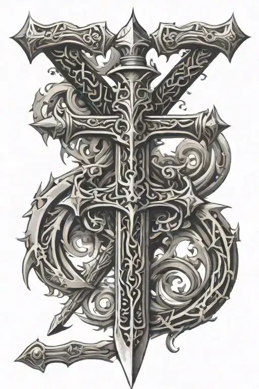 For a Zülfikar sword tattoo on the chest, inspired by the style of the cross tattoo on Justin Bieber’s chest, there could be tattoo design idea