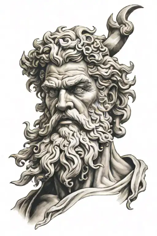 angry zeus tattoo design idea