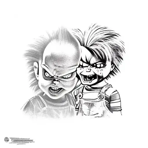 Chucky the doll and Chucky from rugrats (me vs me) tattoo design idea