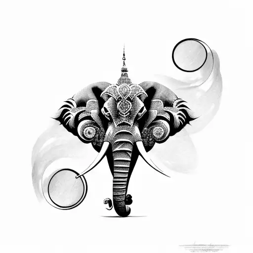 elephant lion time struggle love tattoo design idea