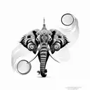 elephant lion time struggle love tattoo design idea
