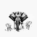 elephant lion time struggle love tattoo design idea