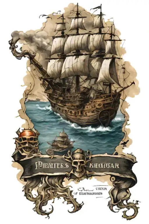 Map of pirates of the Caribbean at the edge of the world tattoo design idea